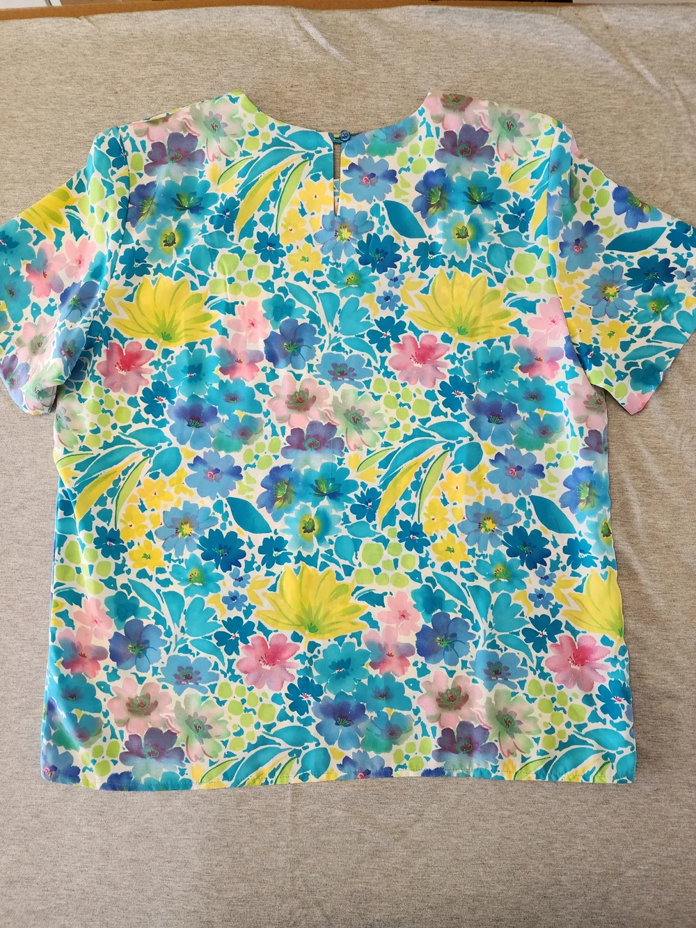 Vintage Y2K Notations Watercolor Floral Blouse Womens L‎ Bloomcore Artsy Boho